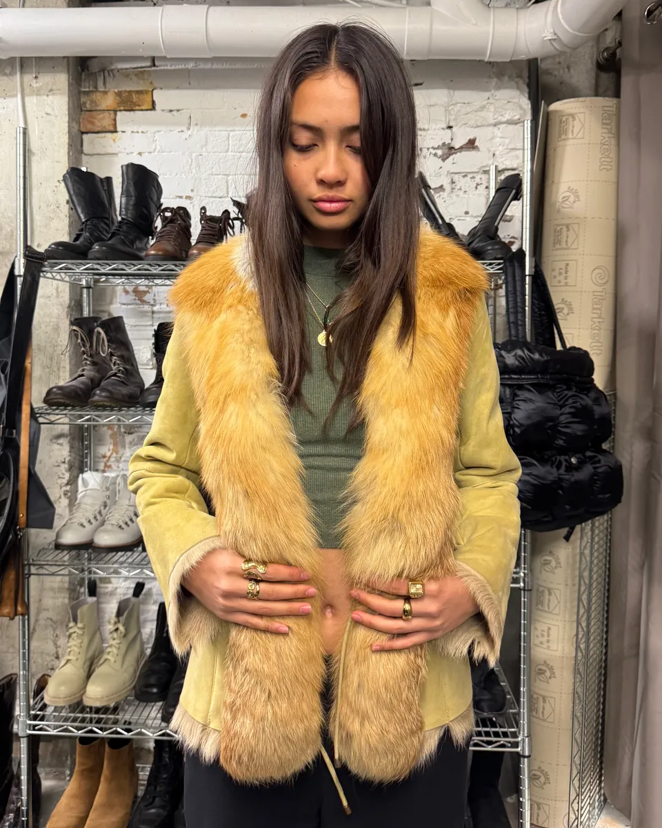 1990s Balmain Goat Fur Leather  Jacket