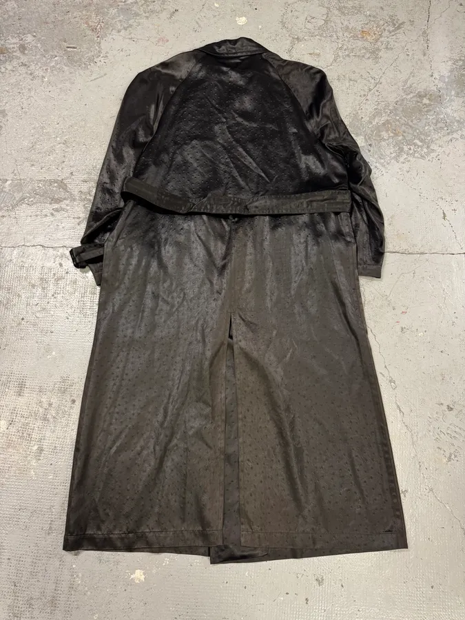 1990s Balmain Ostrich Effect Black Trench Coat - Image 5