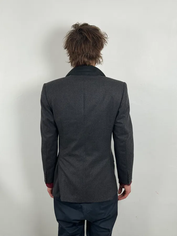 1990s Burberry Grey Wool Blazer Jacket - Image 3