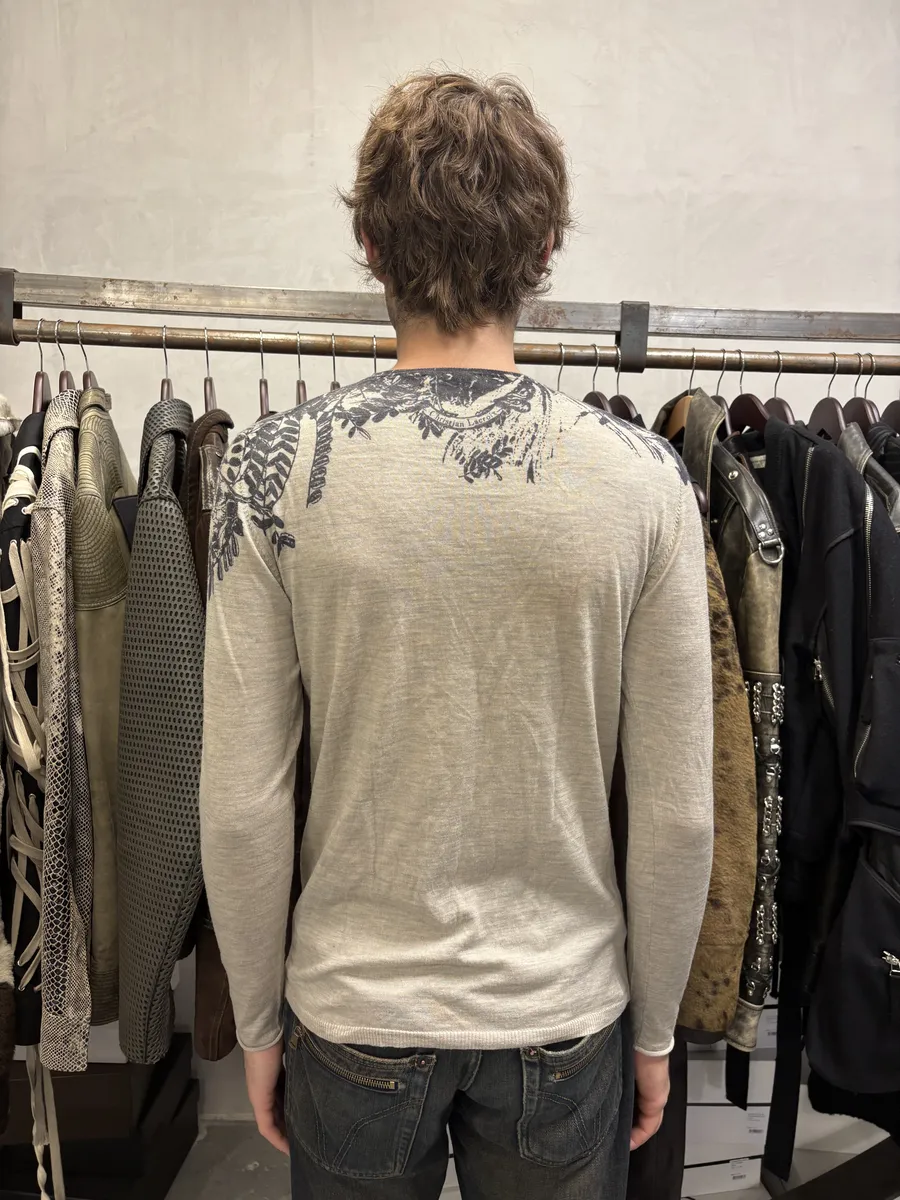 1990s Christian Lacroix Beige Flowers Collar Sweater - Image 4