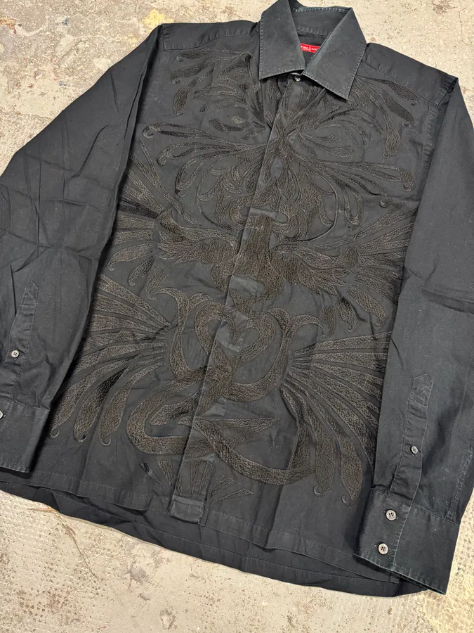 1990s Christian Lacroix Black Royal Embroidered Shirt - Image 5