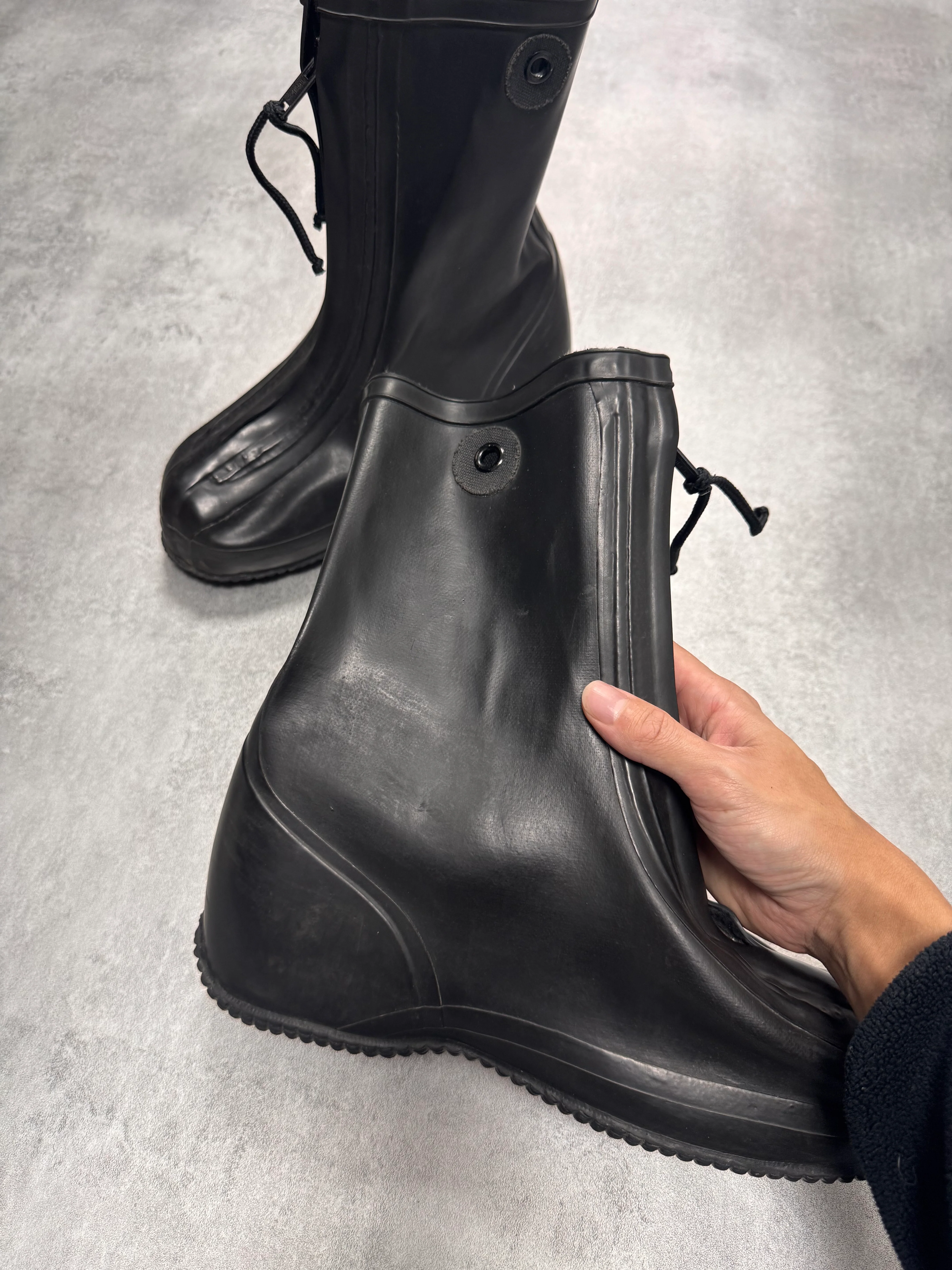 1980s Combat Waterproof Protection Front Zip Shoes Covers Black Boots - Image 5