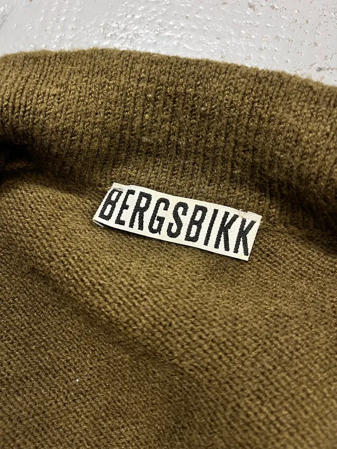 1990s Dirk Bikkembergs Khaki Green Wool Contrast Cuff Zip-up Cardigan - Image 9