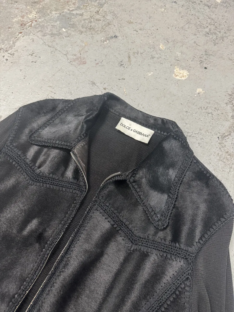 1990s Dolce & Gabbana Black Hybrid Pony Hair Leather Jacket - Image 10