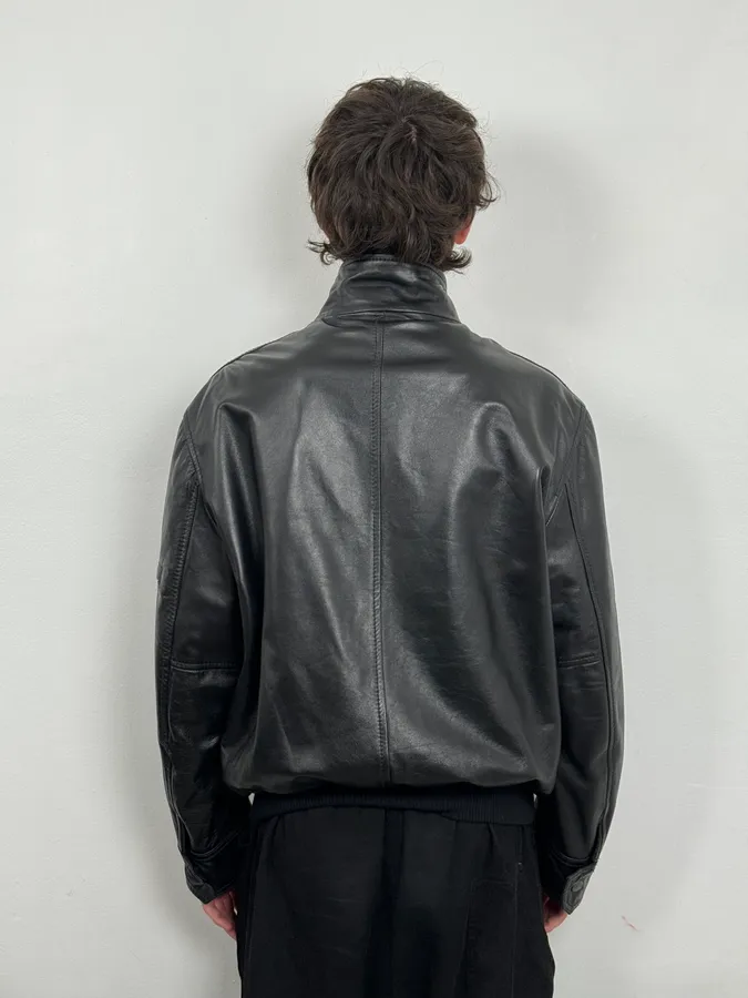 1990s Dolce & Gabbana Black Mafia Leather Jacket - Image 3
