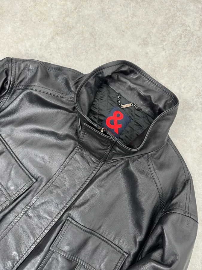1990s Dolce & Gabbana Black Mafia Leather Jacket - Image 5