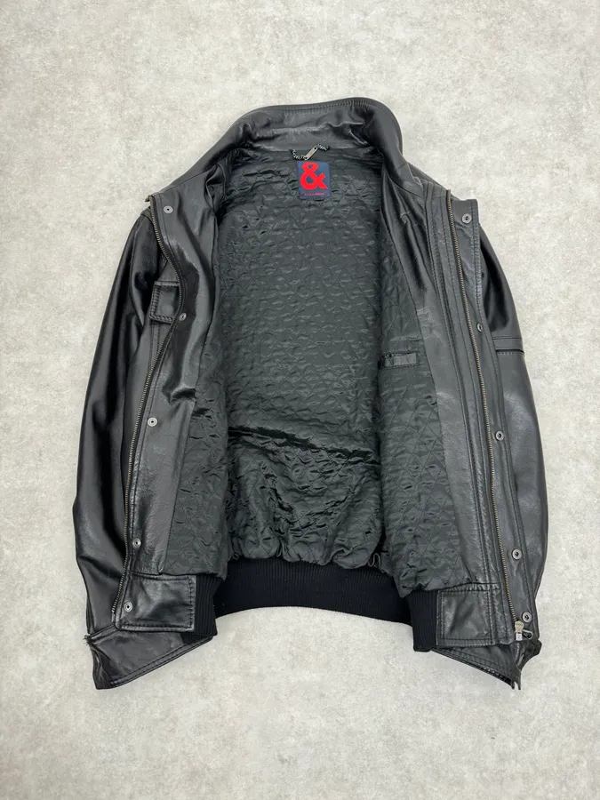 1990s Dolce & Gabbana Black Mafia Leather Jacket - Image 8