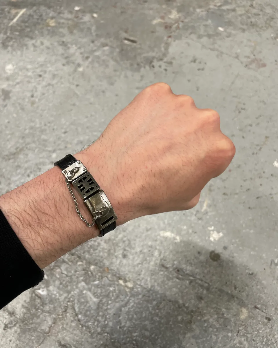 1990s Dolce & Gabbana Black Metallic Rock Bracelet - Image 2