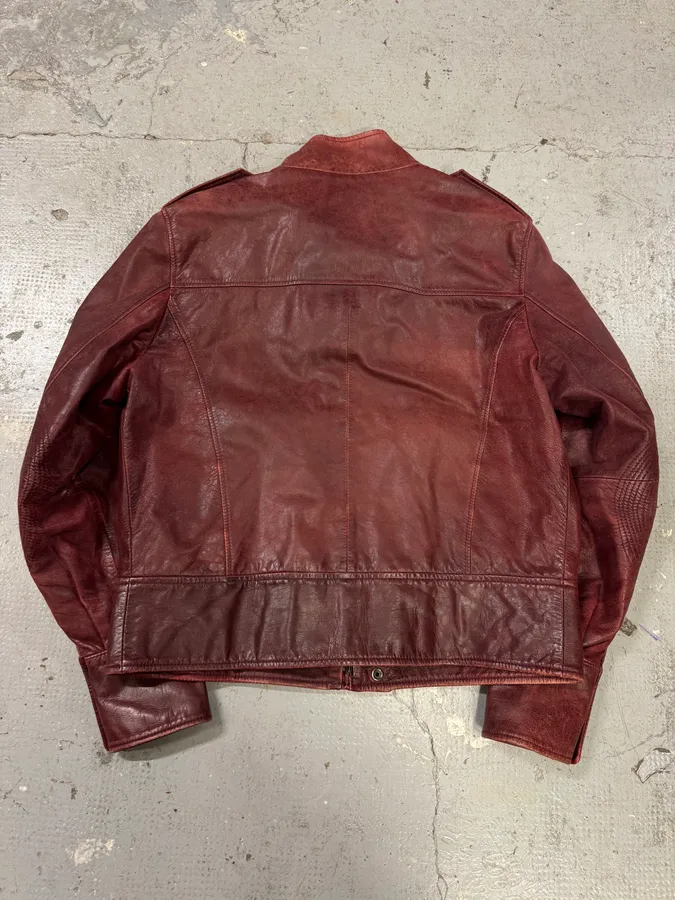 1990s Dolce & Gabbana Bordeaux Premium Leather Jacket - Image 4