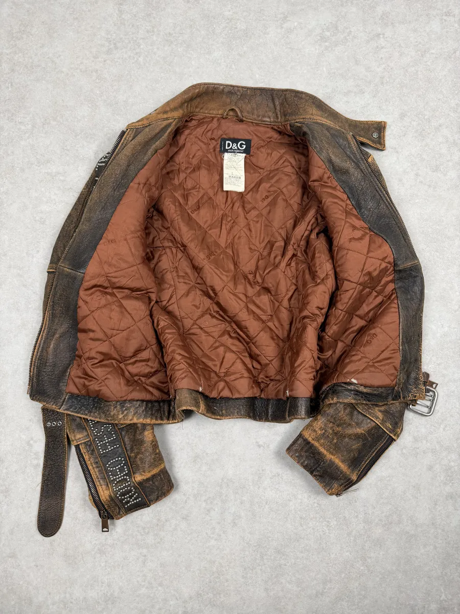 1990s Dolce & Gabbana Brown Rodeo Texas Studded Leather Jacket - Image 10