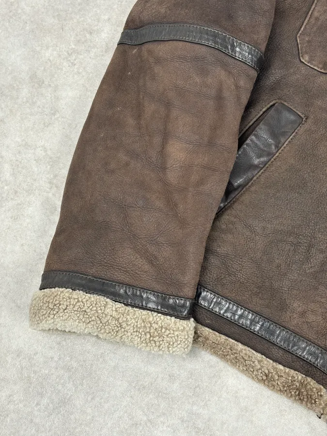 1990s Dolce & Gabbana Brown Shearling Leather Jacket - Image 10