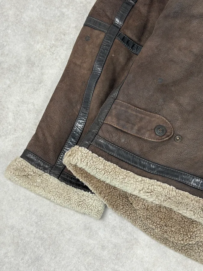 1990s Dolce & Gabbana Brown Shearling Leather Jacket - Image 11