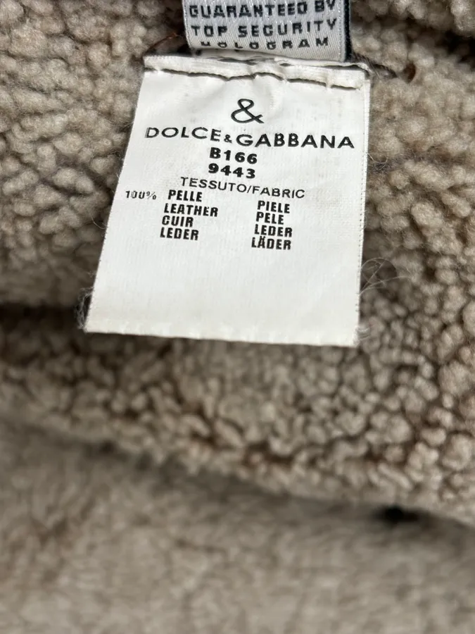 1990s Dolce & Gabbana Brown Shearling Leather Jacket - Image 15