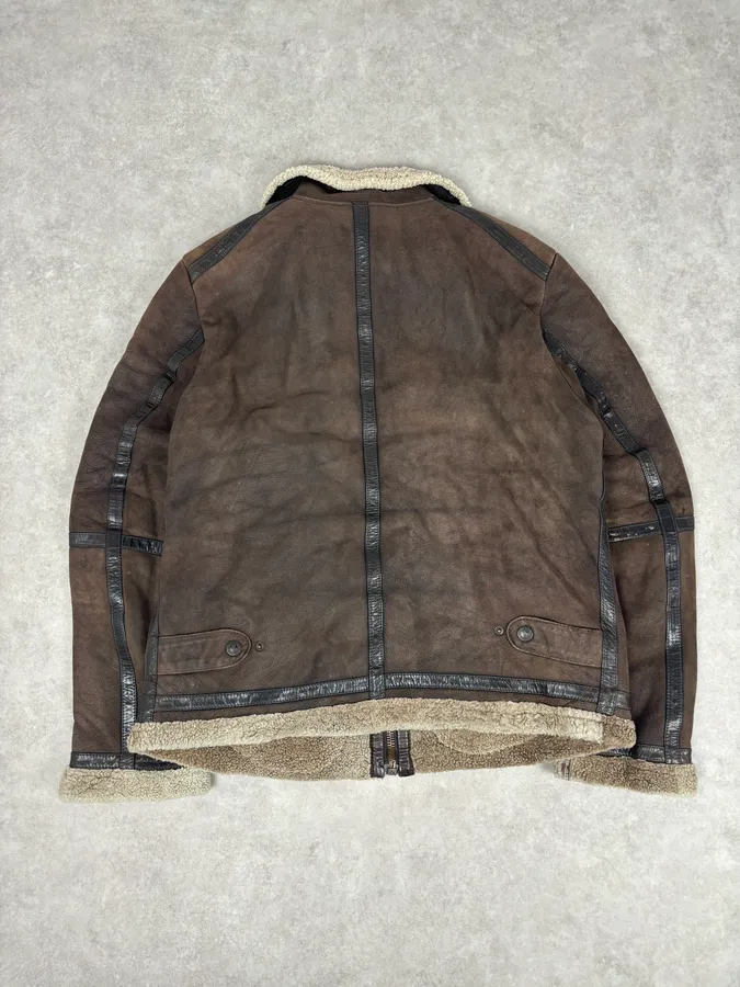 1990s Dolce & Gabbana Brown Shearling Leather Jacket - Image 5