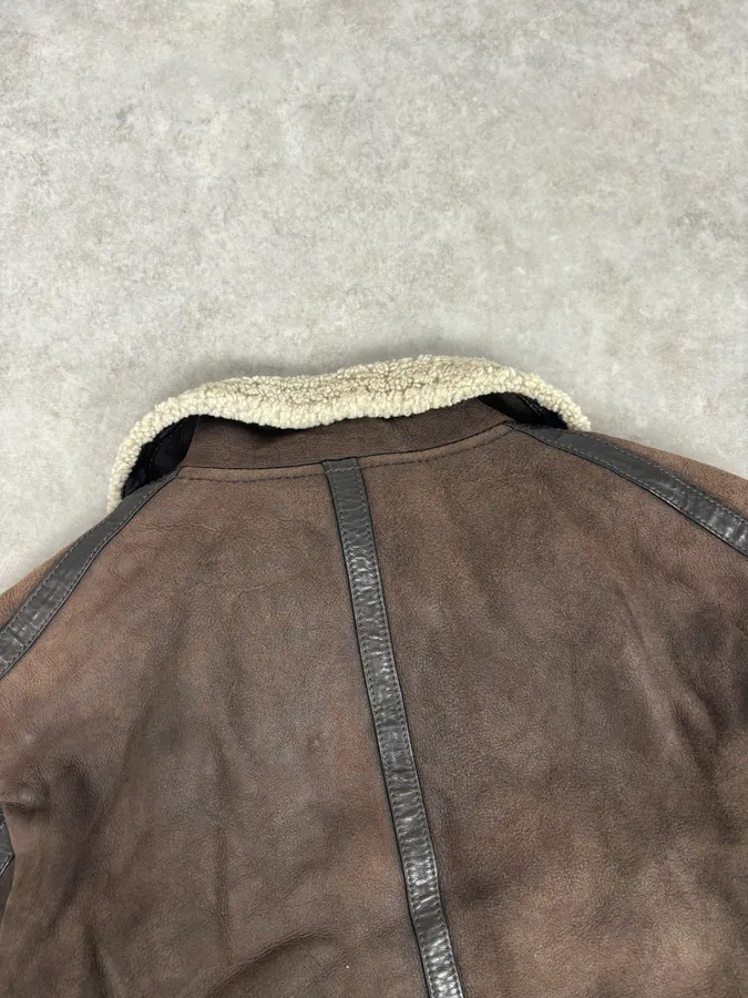 1990s Dolce & Gabbana Brown Shearling Leather Jacket - Image 6