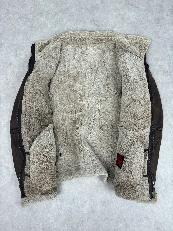 1990s Dolce & Gabbana Brown Shearling Leather Jacket - Image 7
