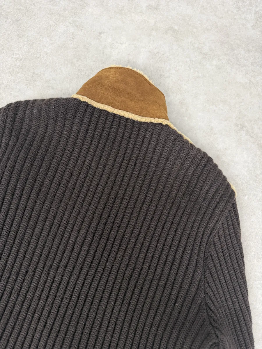 1990s Dolce & Gabbana Brown Shearling Wool Leather Jacket - Image 11