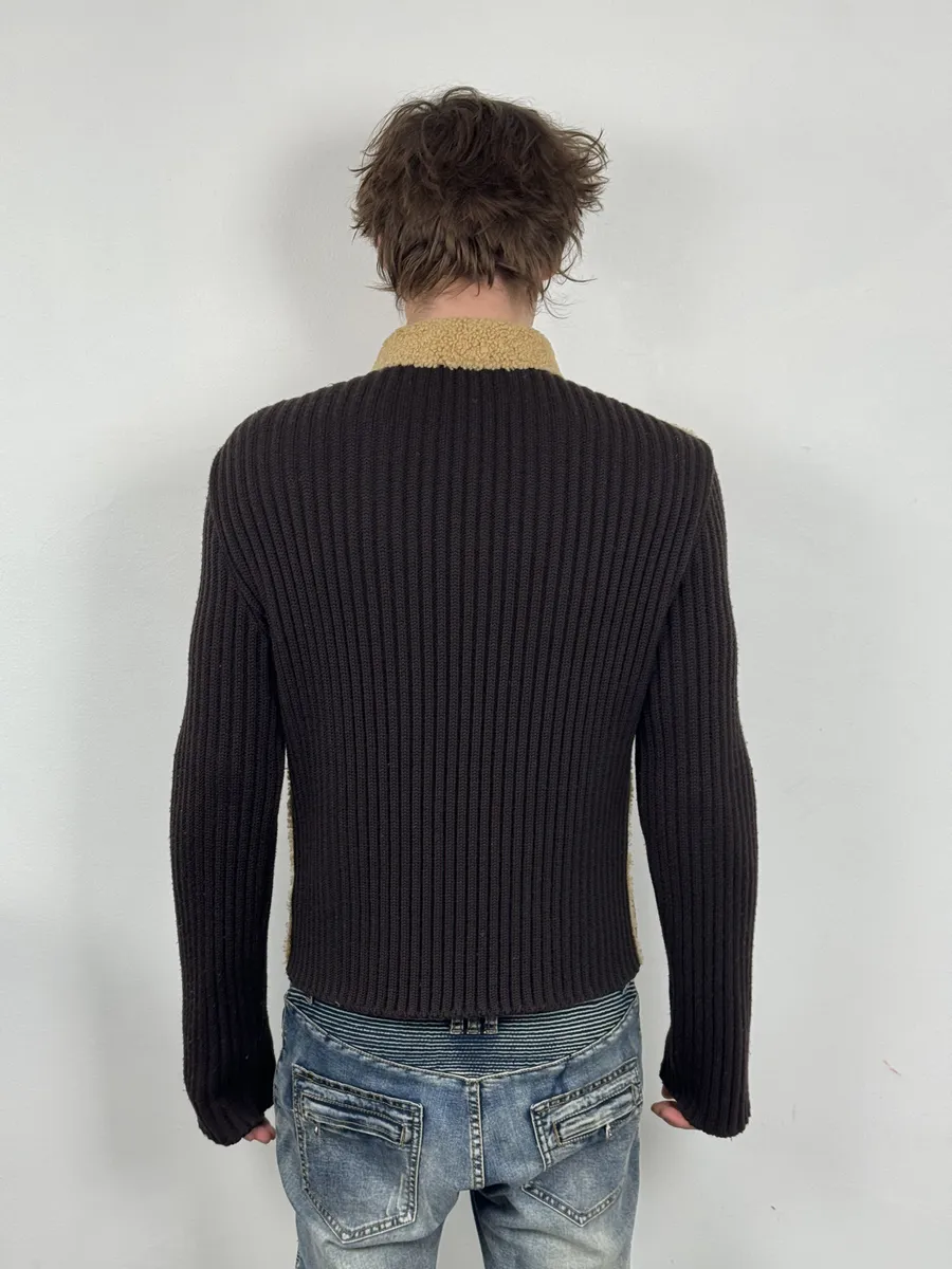 1990s Dolce & Gabbana Brown Shearling Wool Leather Jacket - Image 4