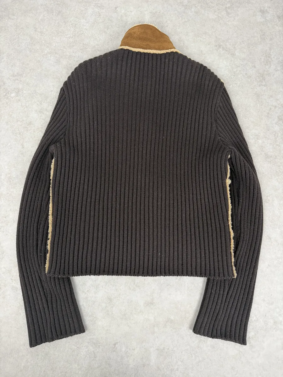 1990s Dolce & Gabbana Brown Shearling Wool Leather Jacket - Image 5