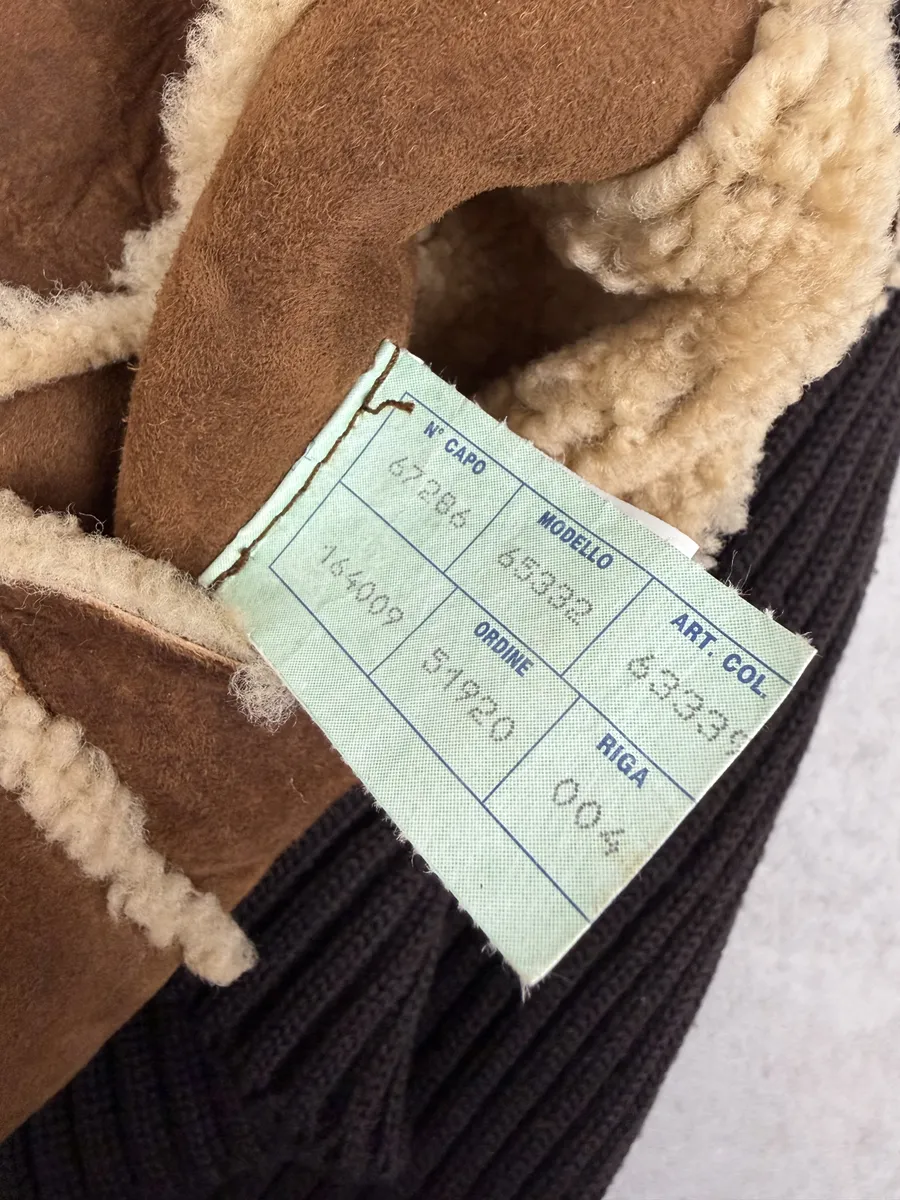 1990s Dolce & Gabbana Brown Shearling Wool Leather Jacket - Image 9