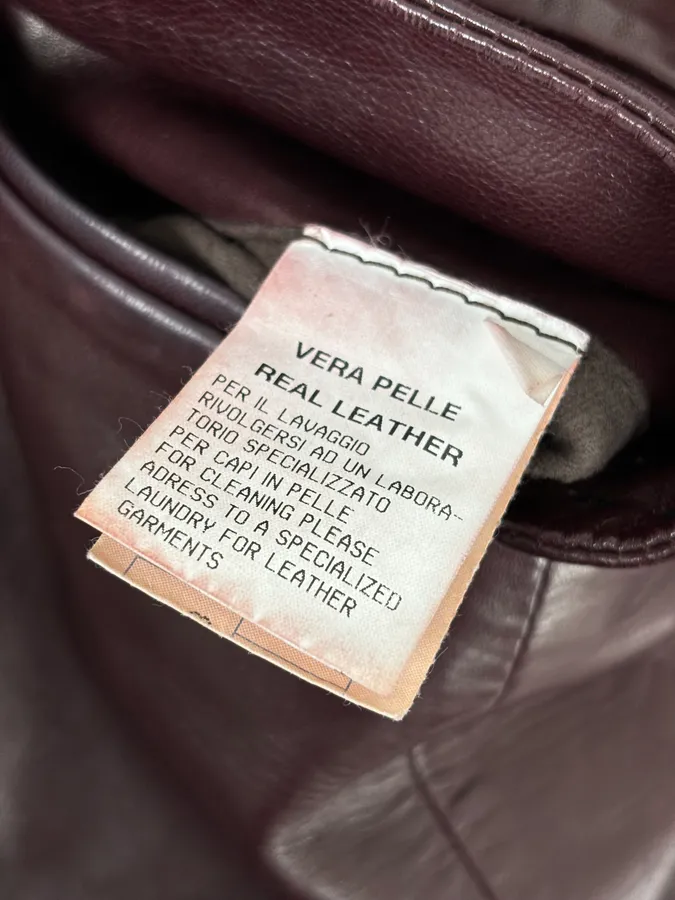 1990s Dolce & Gabbana Burgundy Leather Long Coat - Image 11