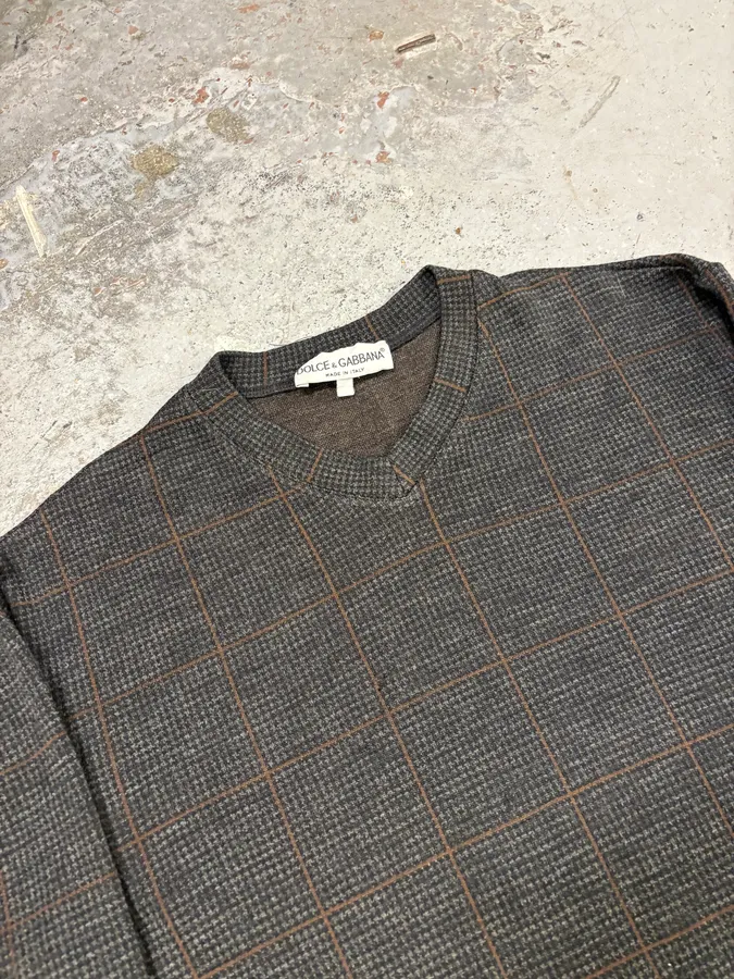 1990s Dolce & Gabbana Grey Brown Wool Sweater - Image 3