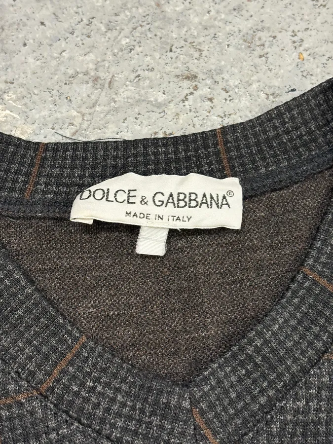 1990s Dolce & Gabbana Grey Brown Wool Sweater - Image 6