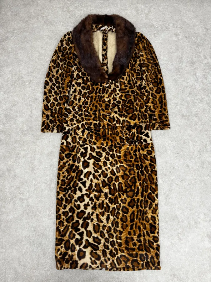 1990s Dolce & Gabbana Leopard Print Skirt & Cardigan Set