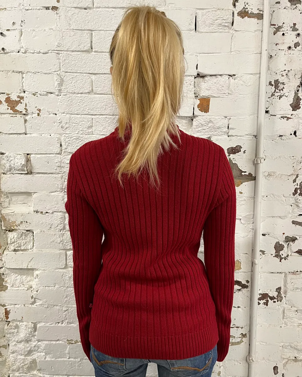 1990s Dolce & Gabbana Red Ribbed Zip-Up Sweater - Image 2