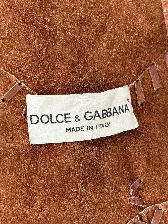 1990s Dolce & Gabbana Whipstitched Brown Leather Jacket - Image 9