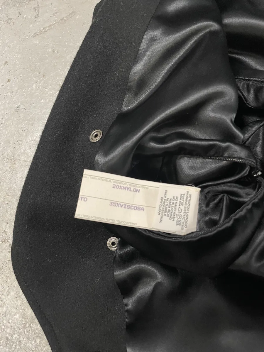 1990s Emporio Armani Asymmetrical Black Wool Trench Coat - Image 9