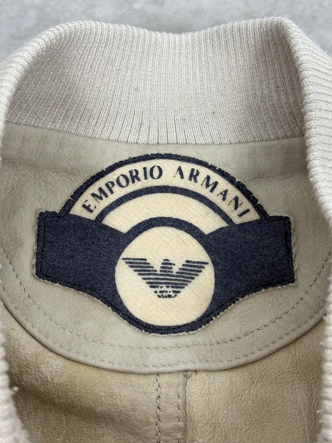 1990s Emporio Armani Beige Suede Leather Bombers - Image 11