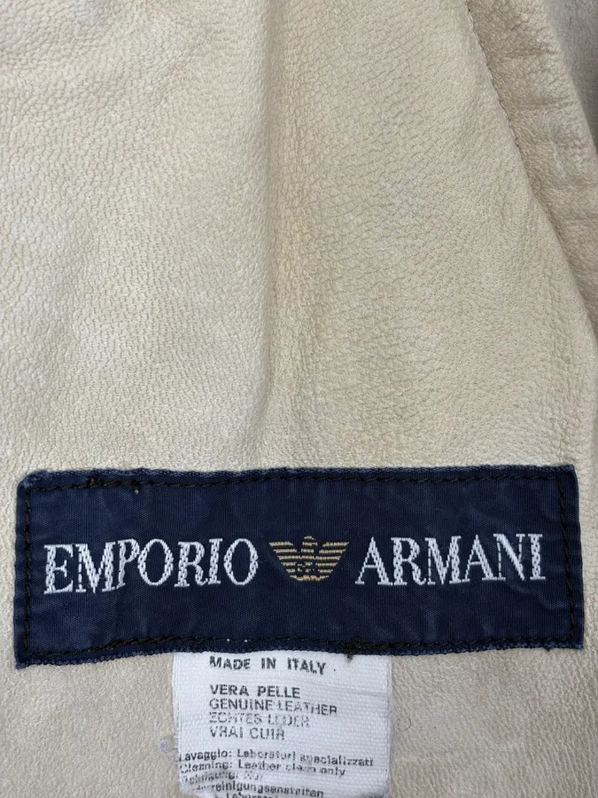 1990s Emporio Armani Beige Suede Leather Bombers - Image 12