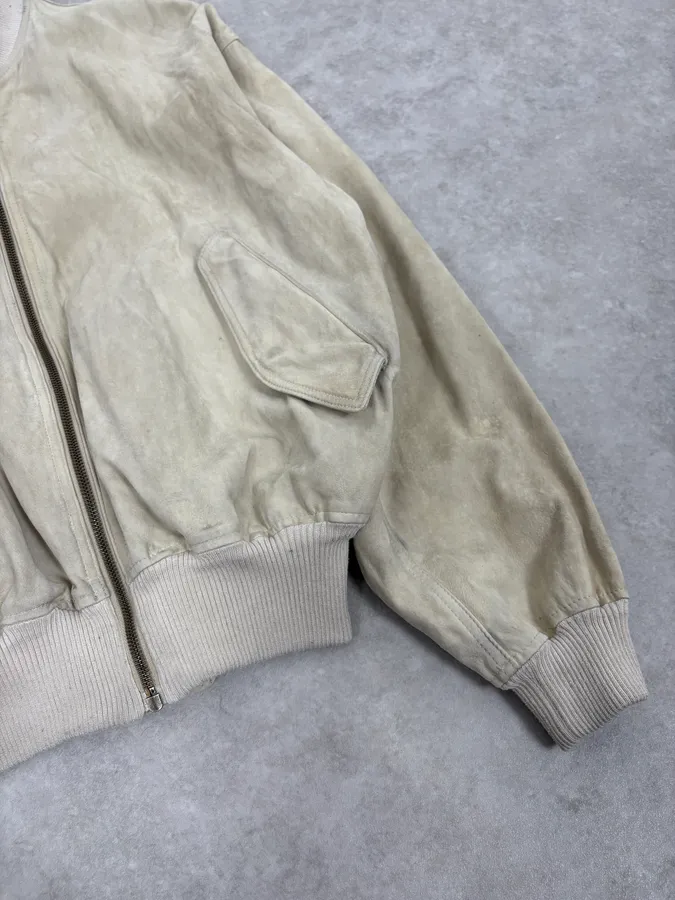 1990s Emporio Armani Beige Suede Leather Bombers - Image 6