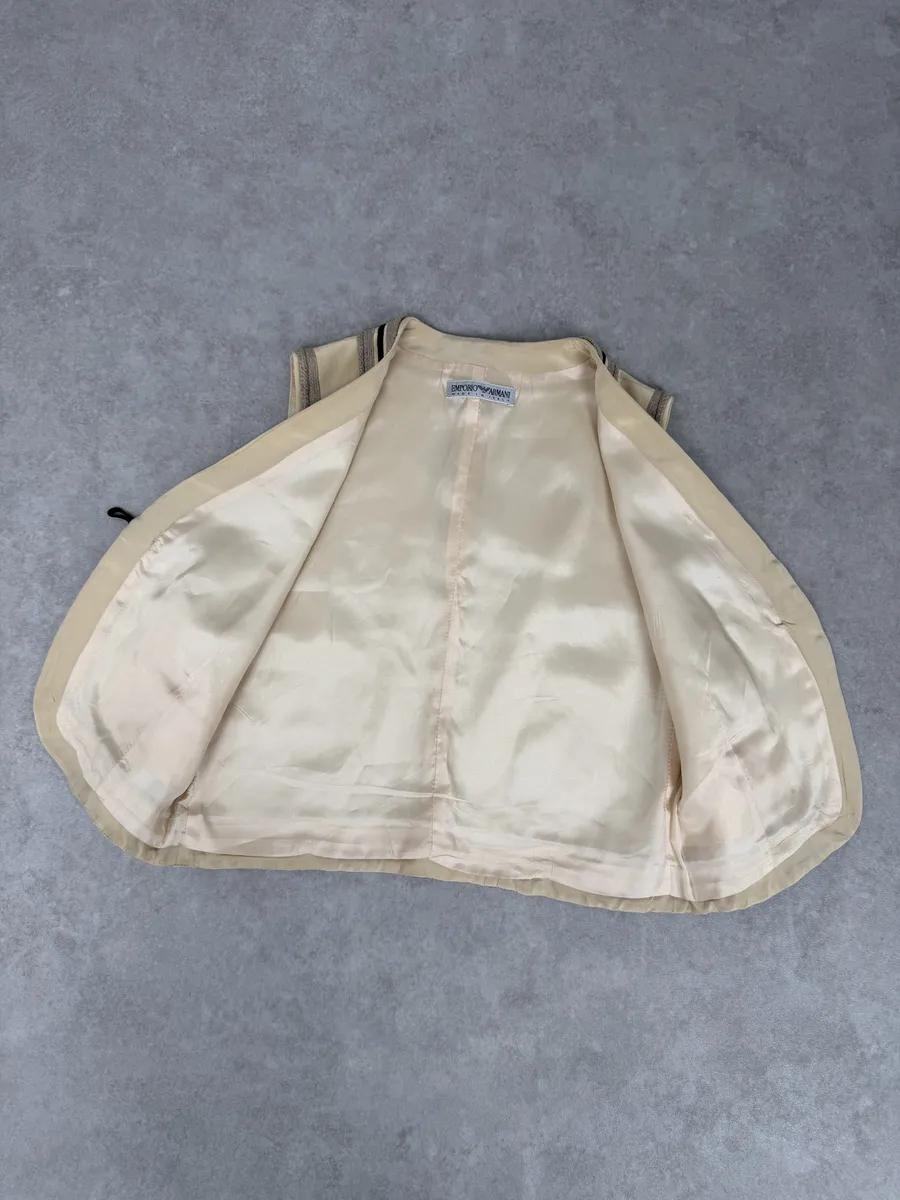 1990s Emporio Armani Beige Wool Vest - Image 6