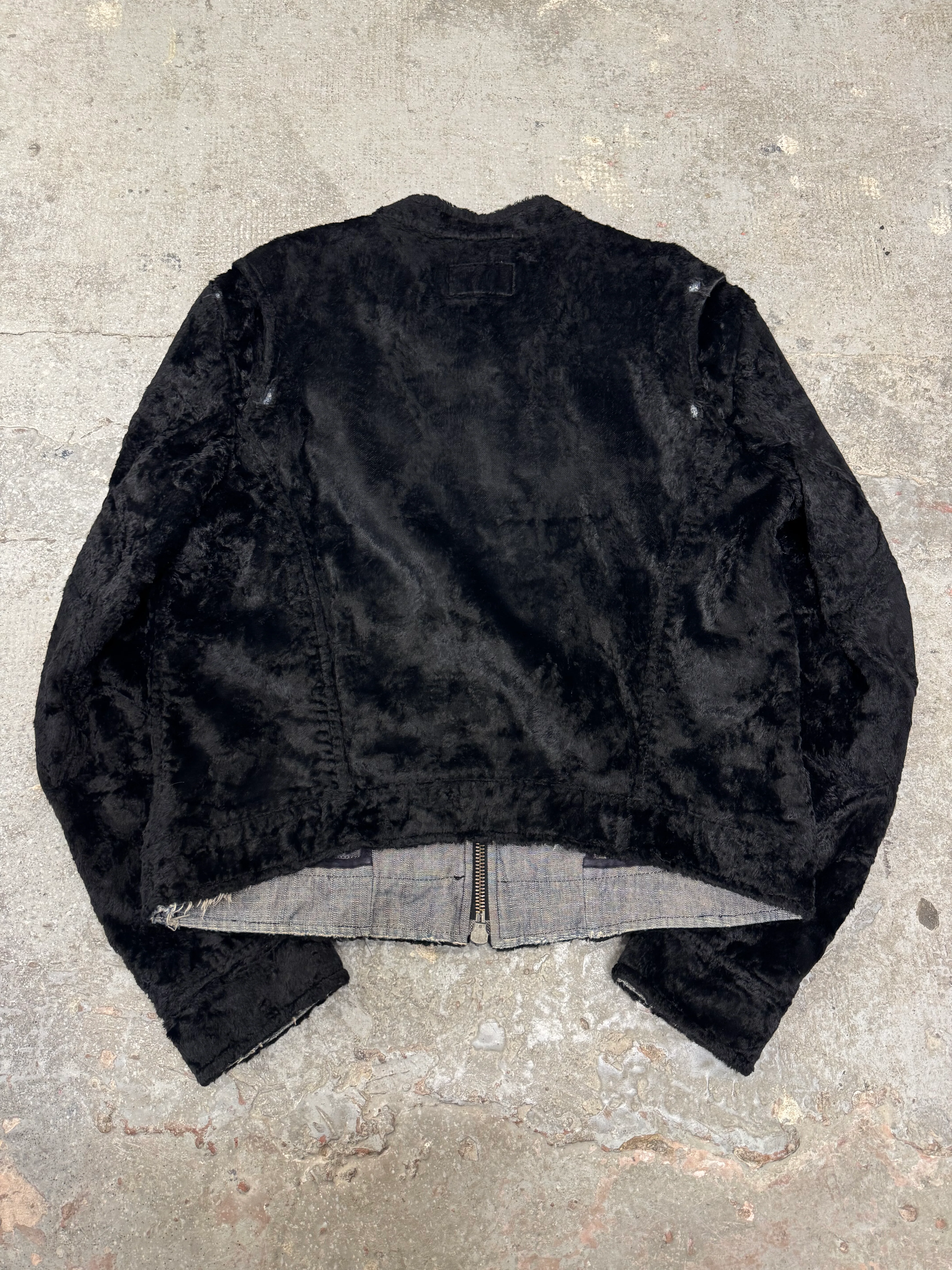 AW2005 Emporio Armani Black Faux Pony Hair Denim Jacket - Image 10