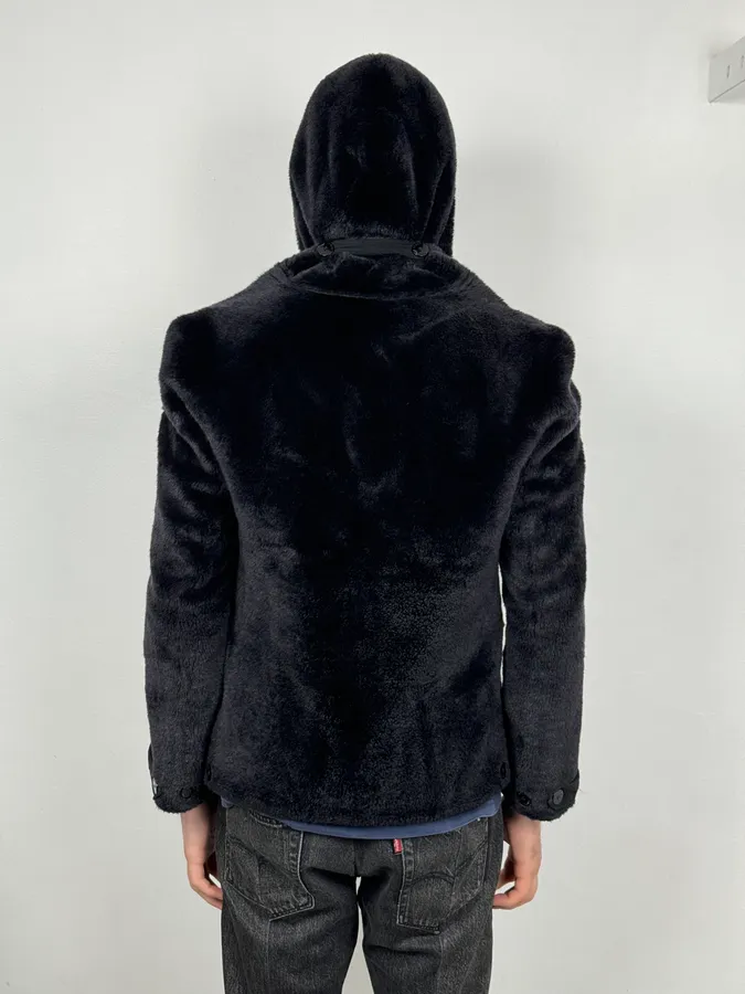 1990s Emporio Armani Black Reversible Faux Fur Coat - Image 4