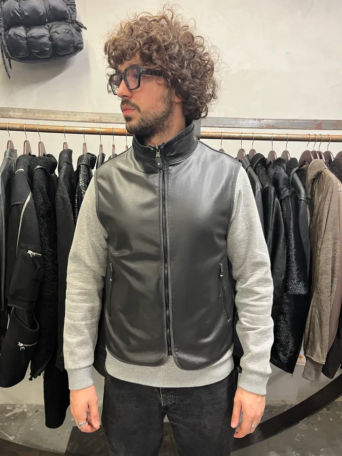 1990s Emporio Armani Black Waxed Vest - Image 2