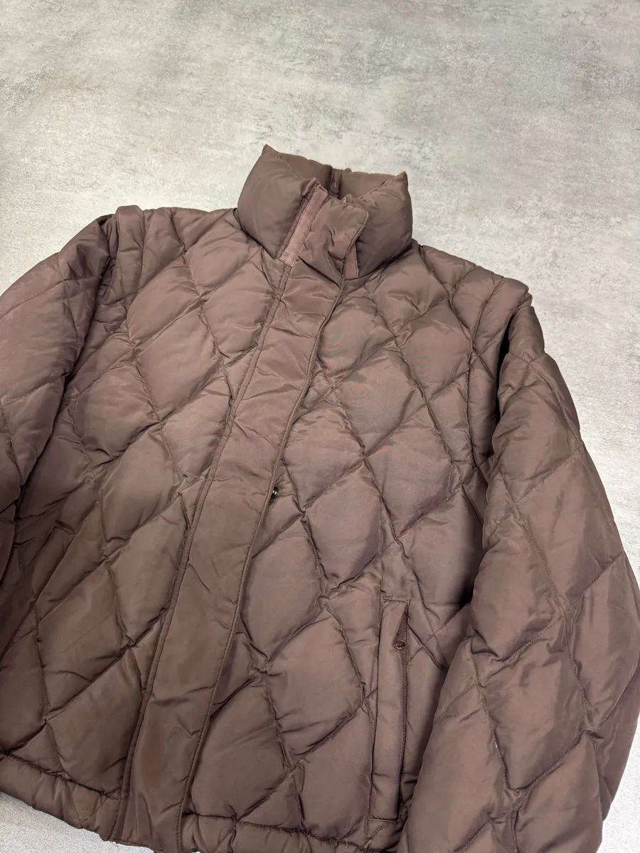 1990s Emporio Armani Brown Puffer Detachable Arms Jacket - Image 2