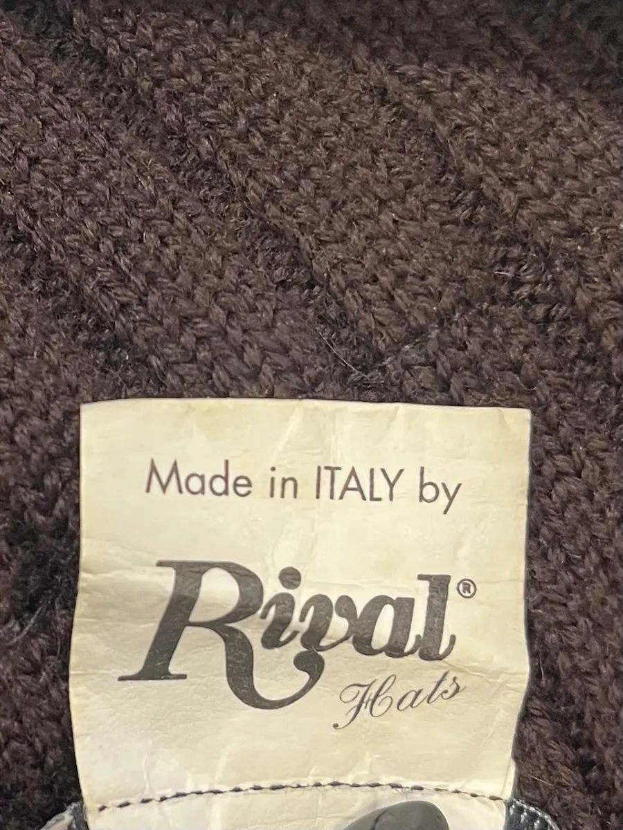 1990s Emporio Armani Brown Wool & Leather Beanie - Image 5