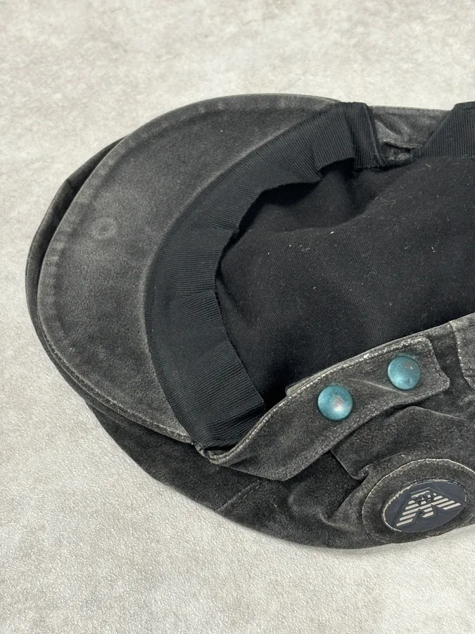 1990s Emporio Armani Classy Dark Frenchie Cap - Image 10