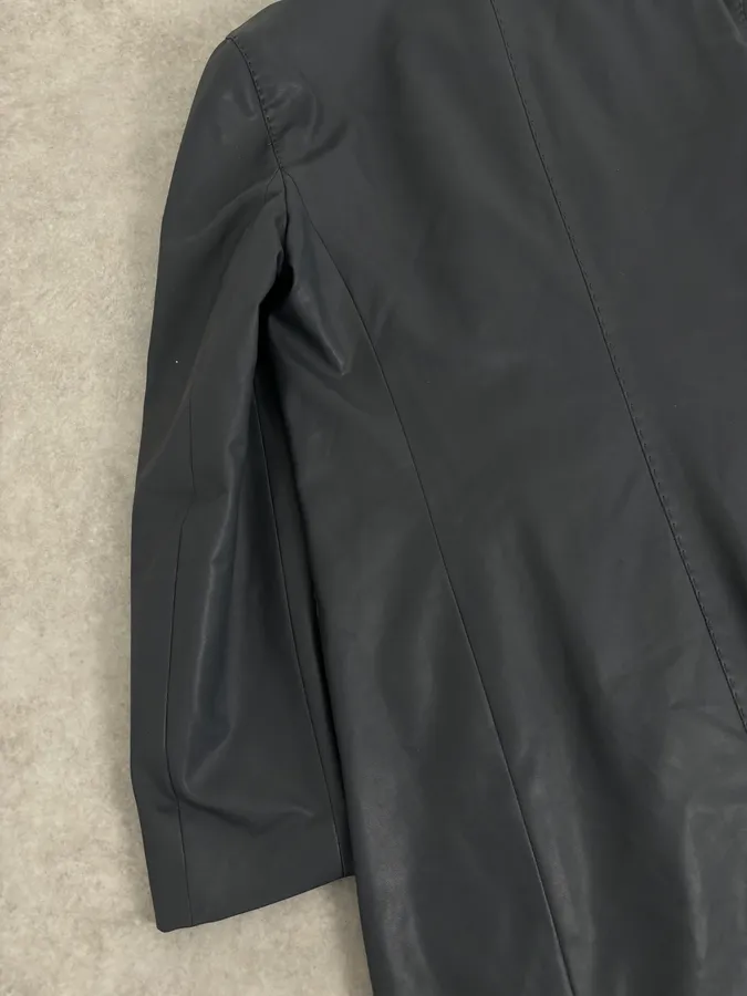 1990s Emporio Armani Eco Leather Navy Premium Trench Coat - Image 10