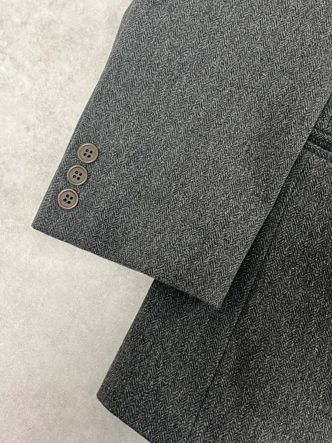 1990s Emporio Armani Grey Wool Classy Bazer Jacket - Image 7