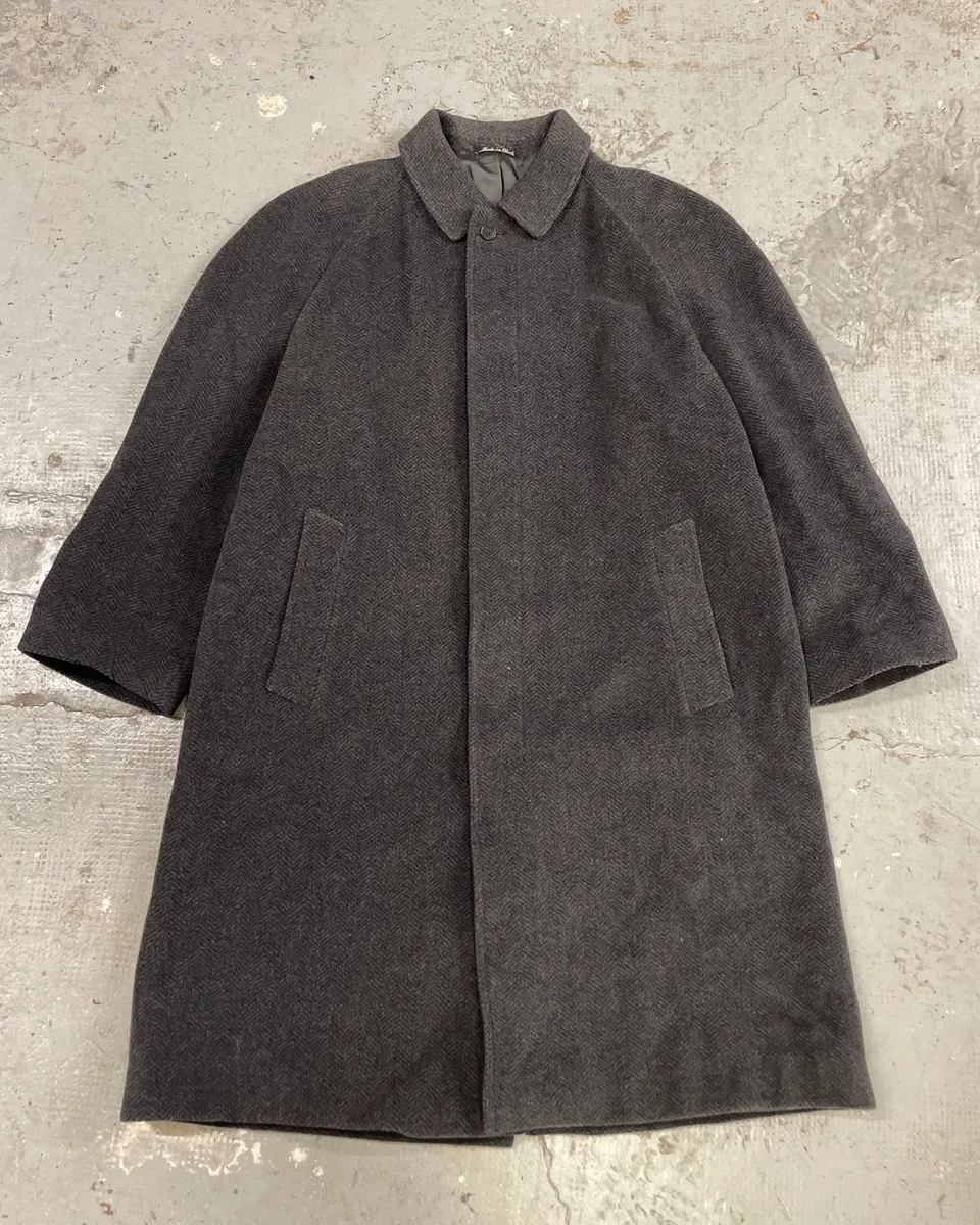 1990s Emporio Armani Grey Wool Trench Coat