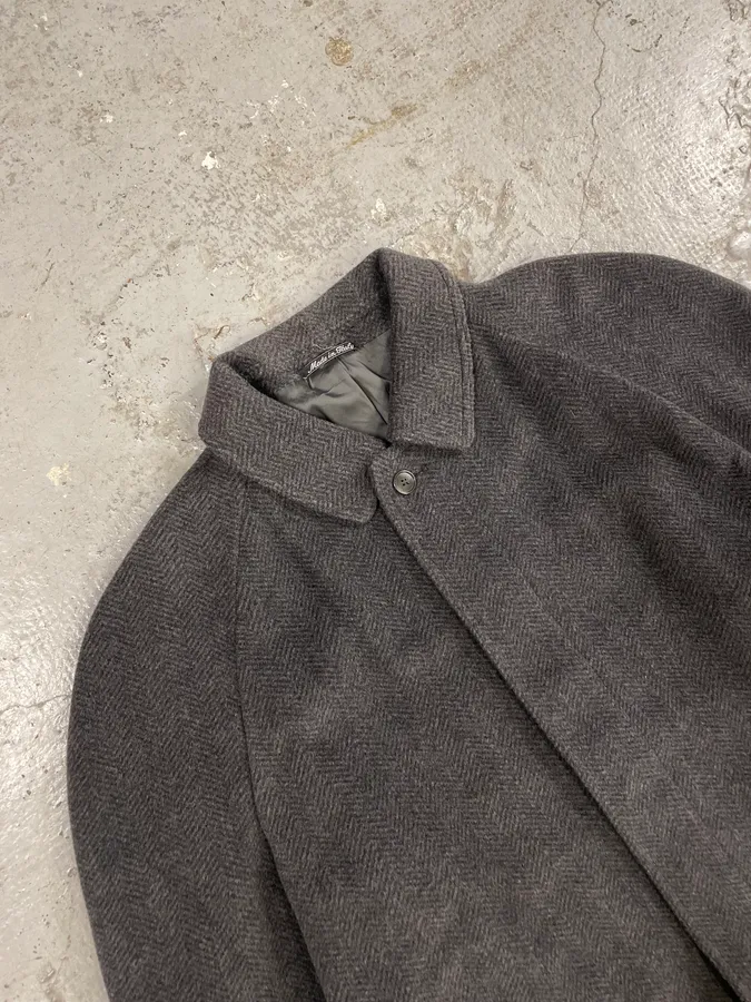 1990s Emporio Armani Grey Wool Trench Coat - Image 5