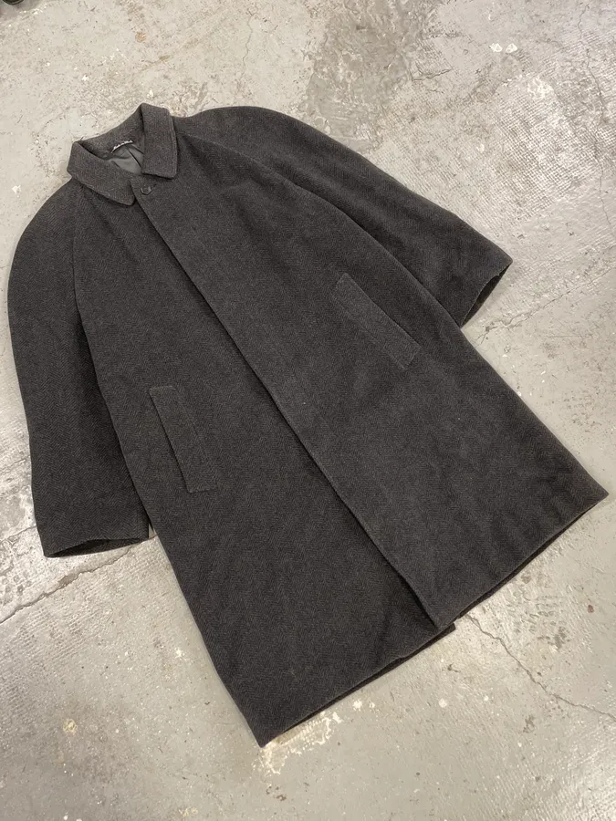 1990s Emporio Armani Grey Wool Trench Coat - Image 6
