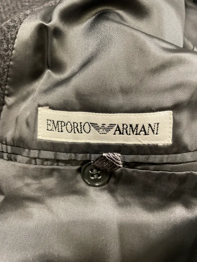1990s Emporio Armani Grey Wool Trench Coat - Image 8