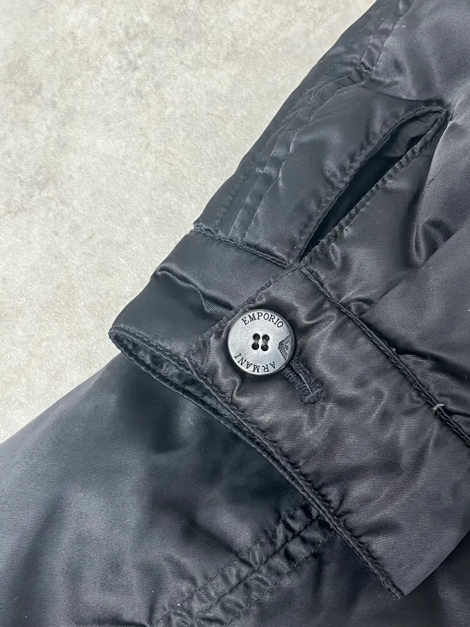 1990s Emporio Armani Long Black Puffer Jacket - Image 10