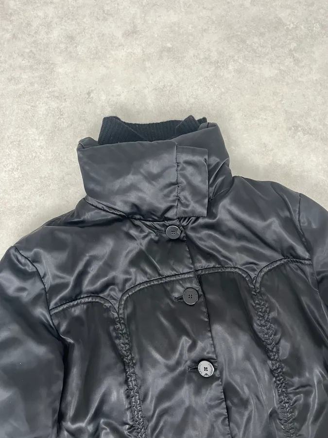 1990s Emporio Armani Long Black Puffer Jacket - Image 6