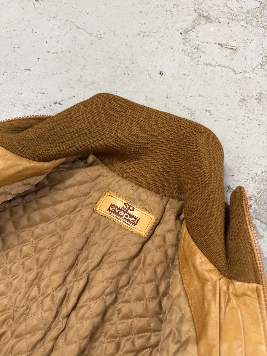1990s Evapel Beige Faux Fur Leather Jacket - Image 10